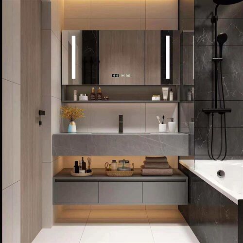 Light Luxury Rock Board Countertop Bathroom Cabinet Hotel Vi