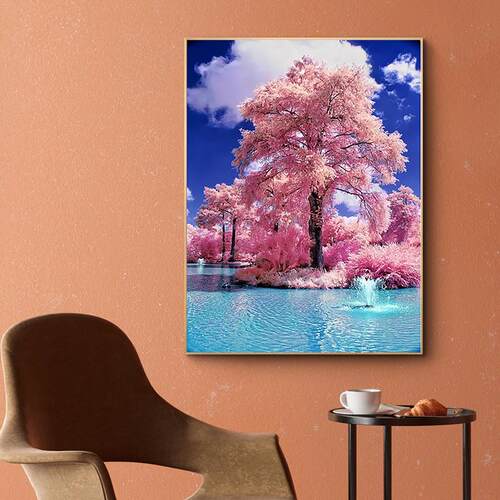 Landscape 5D Diamond Painting Eiffel Tower Beach Rhinestones