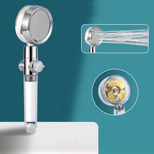 Pressurized Shower Head Water Saving 360 Rotating Twin Turbo