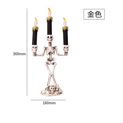 Halloween 3 Skeleton Candles Electronic Glowing Skull Lamp H