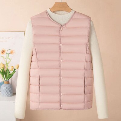 2025 Lightweight tton Vest For Women, llarless Inner Liner,