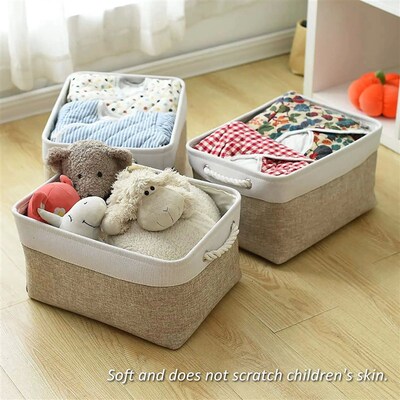 Fabric Storage Basket Foldable Linen Storage Box for Nursery