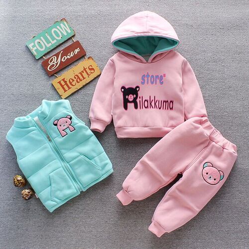 Autumn Winter Baby Boys Clothes Sets Thick Fleece Cartoon Be