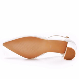 Crystal Queen Women 7CM Thick High Heels Sexy Pumps White We