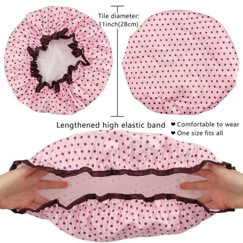 4 Pieces Shower Cap for Women, Elastic and Reusable,Environm