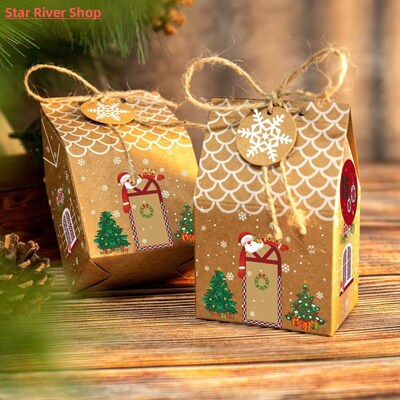 Christmas Gingerbread House Candy Box Kraft Paper Packaging