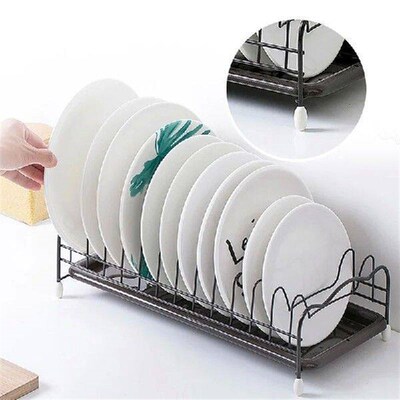 Iron Kitchen Dish Drying Rack Holder with Tray Tableware