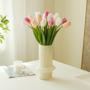 子苏郁金香仿真花高档保湿 手感假花仿真花摆设餐桌摆件非干花花束