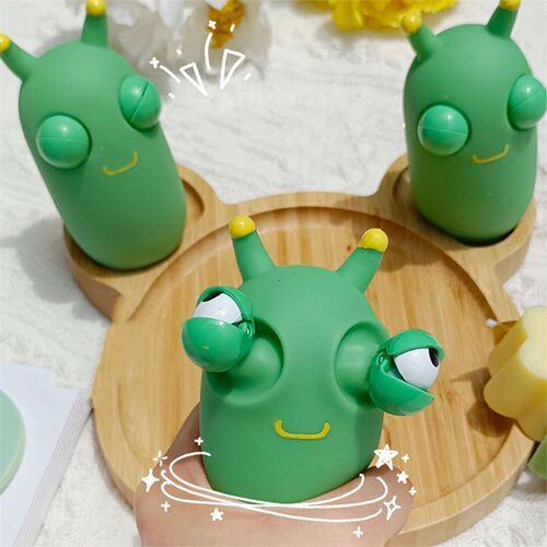 New Squishy Toy Green Eye Popping Worm Squeeze Toy Stress Re