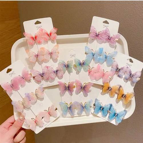 6Pcs/Set Colorful Butterfly Hairpins Girl Hair Clips Barrett