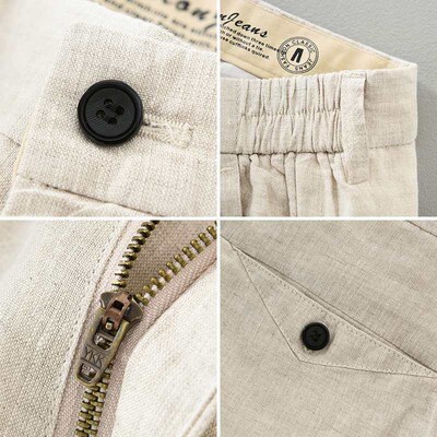 Straight Linen Pants Mens Spring New Retro High-grade Breat