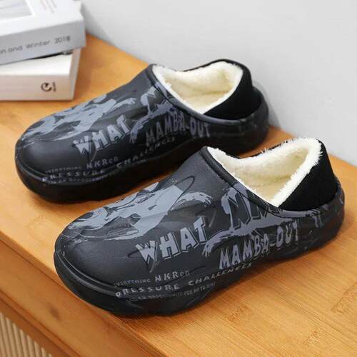 Fashion Winter Fur Slippers for Men Warm Indoor Cotton Shoes