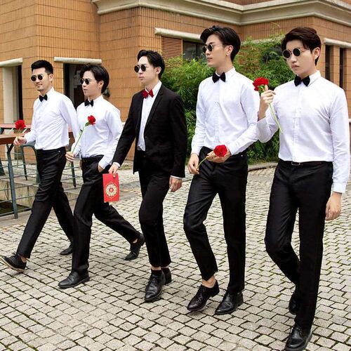 Best Man Clothing Brs Western Style Mens Pink Shirt Suit Su