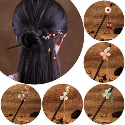 Vintage Wooden Hair  Chinese Style Winding Flower Hairpin Wi