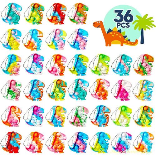12/36Pcs Dinosaur Party Favors Pop Keychain Fidget Toys Bulk