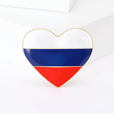 Beaut&Berry Womens Enamel Russian Flag Pin Unisex Love Star