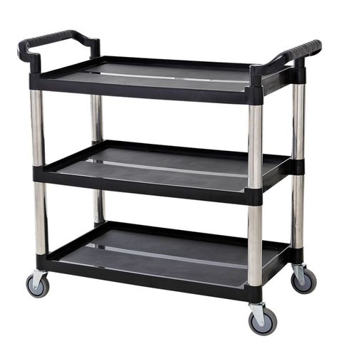 多用途三层手推车 酒店餐厅餐车 白云塑料灰色三层服务车 送餐车