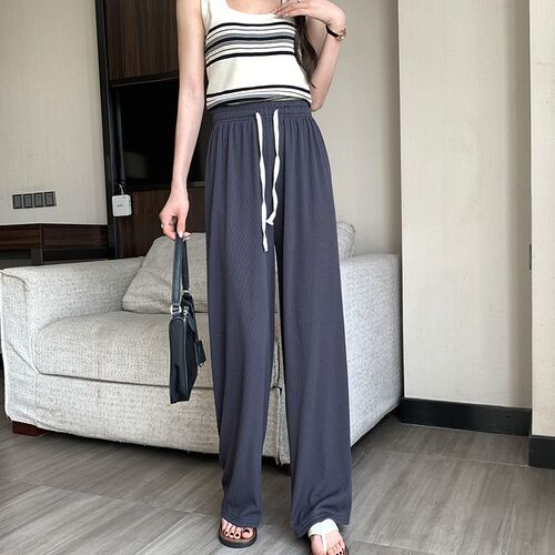 HELIAR Women Elastic Waist Drawstring Solid Pants Female Str