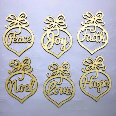 6Pcs Christmas Wooden Letter Hollow Xmas Tree Hanging Orname