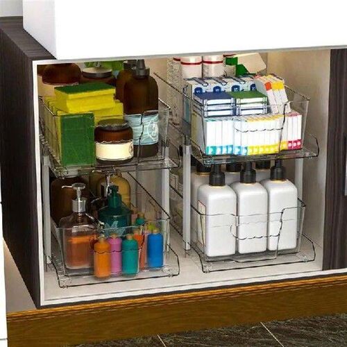 Bathroom Countertop Storage Kitchen Sliding Basket Cabinet