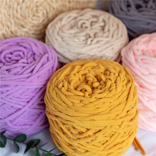 100g/ball Chenille Knitting Yarn Soft Ice Strip Line Cotton