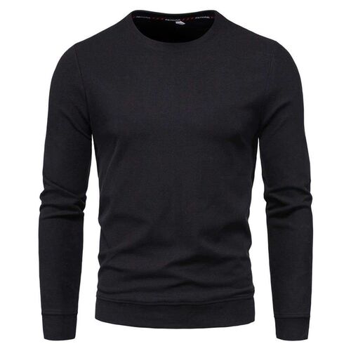 Autumn new large size mens round neck solid color pullover