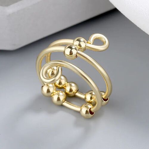 Bohemian Rainbow Beads Anxiety Ring Rotate Freely Anti Sress