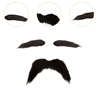 2Pcs Fake Mustache and Fake Eyebrows DIY Makeup False