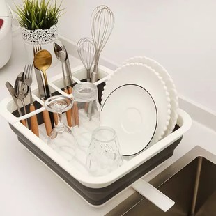 Foldable Dish Rack Drainer Portable Dry Dinnerware Organizer