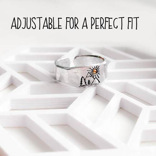 Vintage Ring Forest Mountain Sunset Nature Landscape Carved