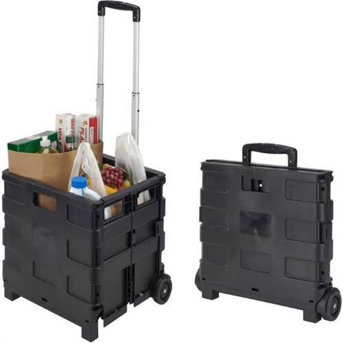 Tote+Bin+Collapsible+Utility+Cart+in+Black+Polypropylene+Por