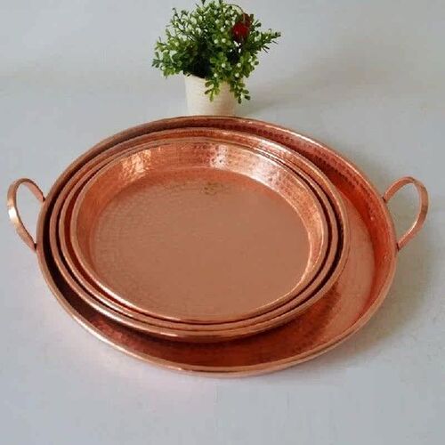 Handmade Pure Copper Pot Frying Pan Thick Plate Purple