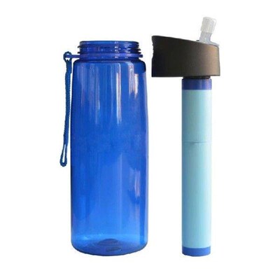 Water Drink Bottle with Filter and Straw, 650ml 0.01Micron
