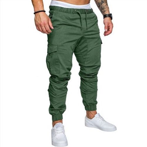 New workwear multi-pocket trousers mens woven fabric casual