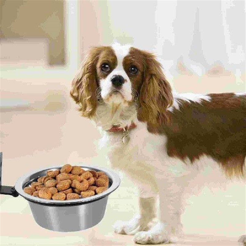 Dog Bowl Mounted Elevated Cages Anti Spill Water Stainless - 实物图