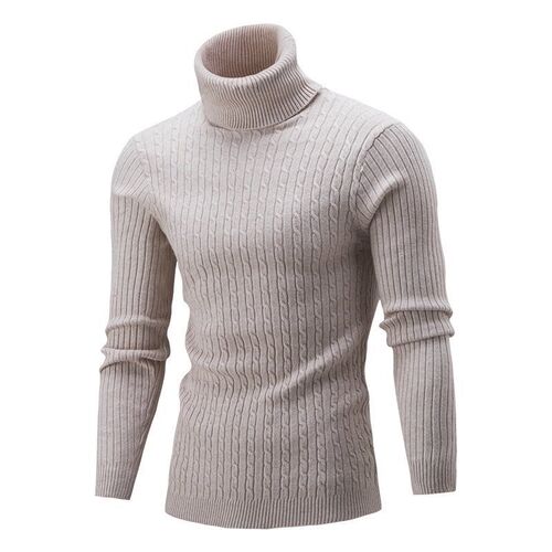 Mens Knitted Sweater Autumn Winter Europe High Collar Color