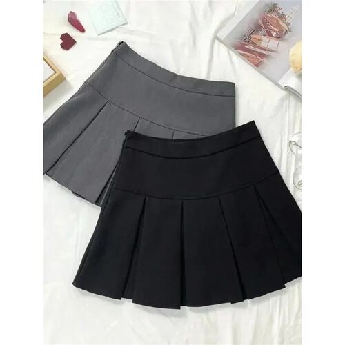 Vintage Gr Pleated Skirt Women Kawaii High Wait Skirt Korean