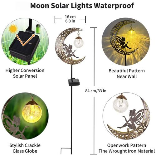 Solar Garden Statues Outdoor Decor Fairy Moon Figurine Light
