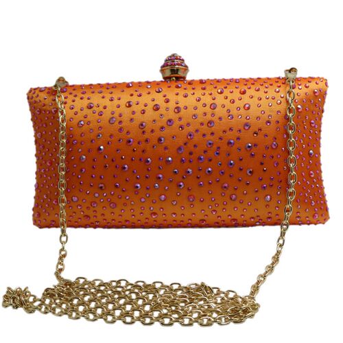 Hot Orange Crystal Clutch Evening Clutch Bags for Womens Par