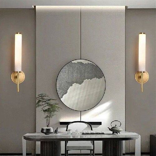 Natural Marble LED Wall Lights Copper For Foyer