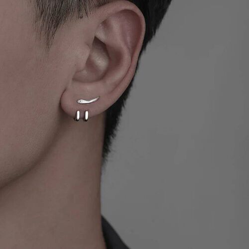Vintage Fashion Charm Punk Earring for Men Detachable Dual P