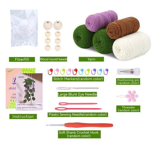 KRABALL Crochet Hanging Plant Kit With Instruction Easy Hand