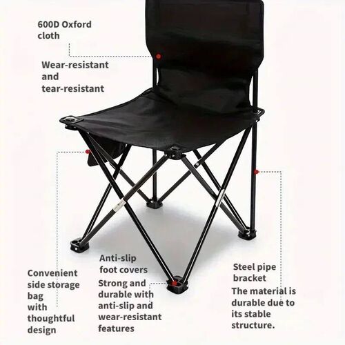 Outdoor Foldable Chair Camping Chair with Side Pocket Picnic
