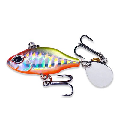 1Pcs Rotating VIB Vibration Bait Spinner Spoon Fishing Lures