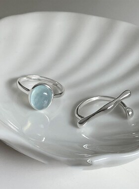 925 Sterling Silver Oval Blue Stone Rings For Women Counple