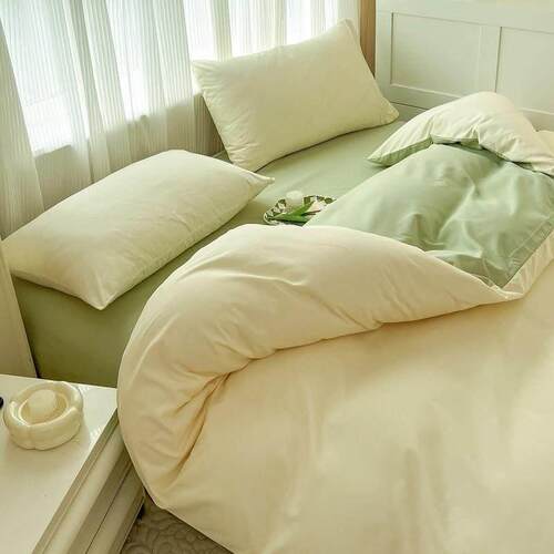 Solid color four-piece simple wash comforter set bedding