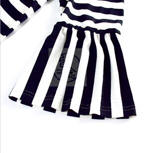 。British stripe lace flare sleeve dress parent-child women