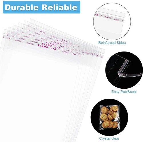 100Pcs Transparent Opp Bags Self Sealing Poly Plastic Bags F