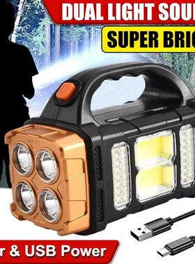 Portable Powerful USB Rechargeable Flashlight Solar LED Ligh