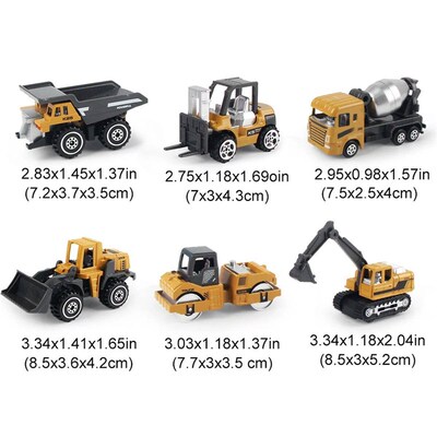 6pcs/set Alloy Engineering Truck Loader Tractor Excavator Cl
